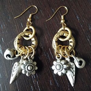 VTG dangling two tone charm earrings